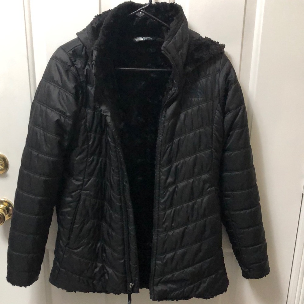 North Face “Preloved” girls XL SZ 18 BLK coat with hood